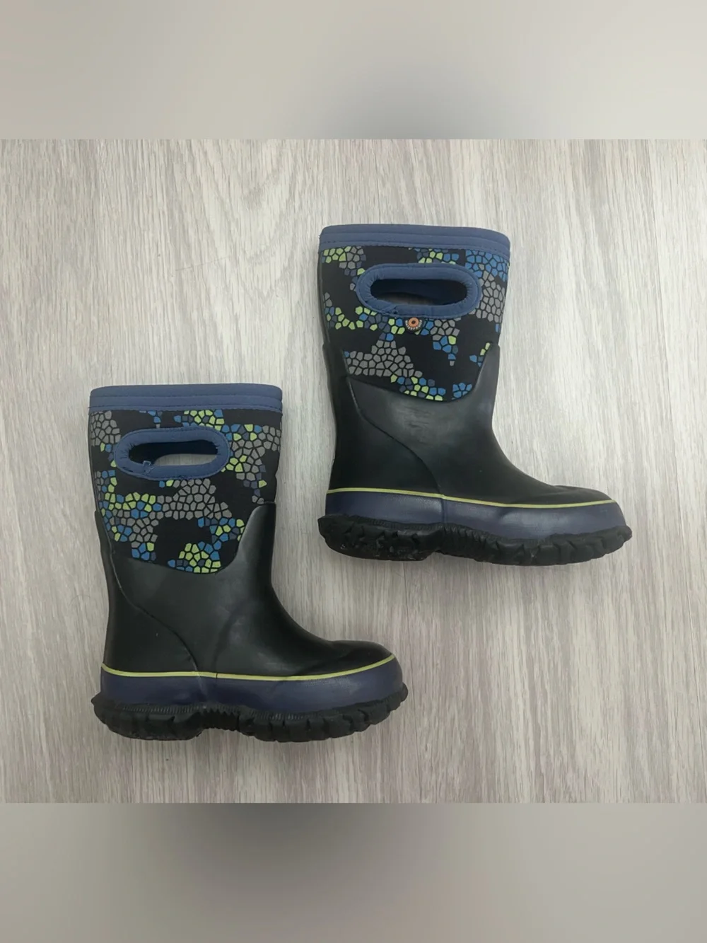 Bogs Grasp Axel Waterproof Rain Boots Toddler Infant Size 7 Blue Camo